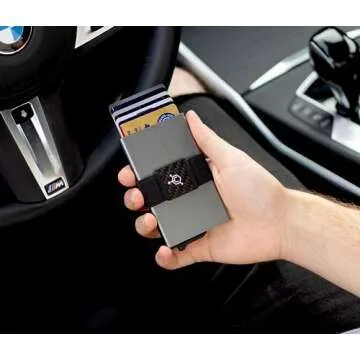 CODE 118 Wallet - Premium Automatic Smart Wallet - RFID Blocking, 6061-T6 Aerospace-Grade Aluminum, Genuine 3K Carbon Fiber, Easy-Access Trigger Mechanism (Slate Grey)