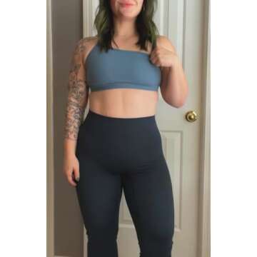 Aoxjox Women's Workout Sports Bras One Shoulder Astoria Asymmetrical Bra Fitness Training Gym Yoga Crop Tank Top (Steel Blue, Small)