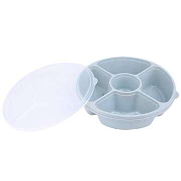 Yesland 4 Pack 11.25 Inch Serving Trays with Lid - Elegant Wheat Straw Food Storage Container