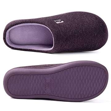RockDove Women's Original Two-Tone Memory Foam Slipper - Eggplant Color, Size 11-12 US Women
