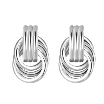 ENVYOU Geometric Rectangle Gold Stud Earrings Irregular Hammered Chunky Statement Square Earrings fo...