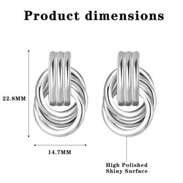 ENVYOU Geometric Gold Stud Earrings Chic Hypoallergenic Design