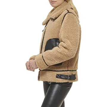 Levi's Women's Sherpa Moto Jacket Warm Stylish Tan