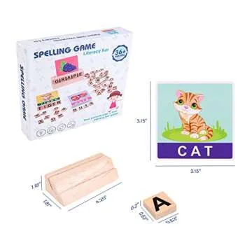 Diaodey Wooden Reading Blocks Learning Spelling Games, Montessori Sight Words Flash Cards Kindergarten Classroom Alphabet and Number Puzzle for Toddler, Preschool Toy for 3 4 5+ Year