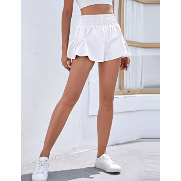 BMJL Womens High Waisted Athletic Shorts with Pockets