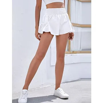 BMJL Womens High Waisted Athletic Shorts with Pockets