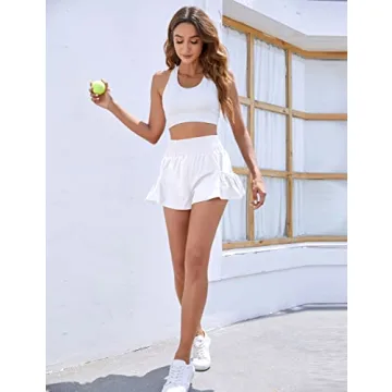 BMJL Womens High Waisted Athletic Shorts with Pockets