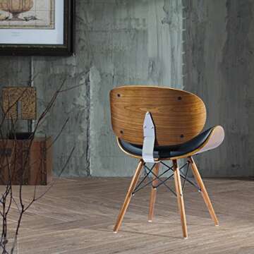 Madonna Mid-century Black Leather Accent Chair