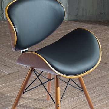 Madonna Mid-century Black Leather Accent Chair