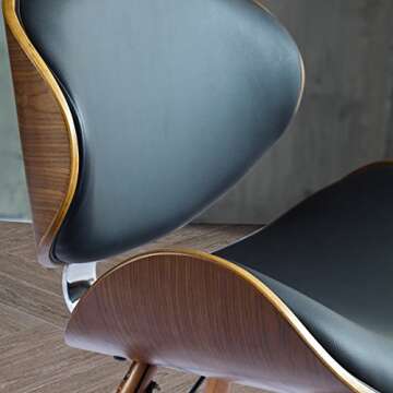 Madonna Mid-century Black Leather Accent Chair