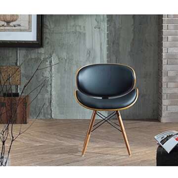 Madonna Mid-century Black Leather Accent Chair