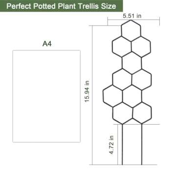WellSign Small Trellis for Potted Plants, 15.94 inch Metal Plant Trellis for Climbing Plants Indoor Pot Honeycomb Shape Lattice for Ivy Vines Hoya Houseplants Flower 2 Pack