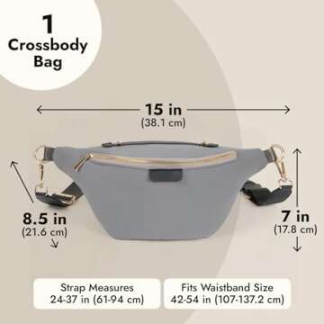 Gray Plus Size Fanny Pack for Women and Men - Fashionable Crossbody Bag with Adjustable Strap