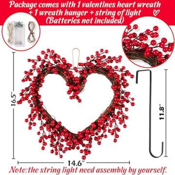 Eternity sky 16.5” Valentines Decorations - Valentine Wreaths for Front Door Decor Home Porch Gift...