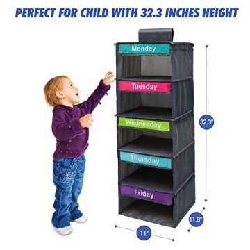 DoveeDosa Weekly Clothes Organizer for Kids-Day of The Week Clothes Organizer for Kids-Kids Daily Cl...
