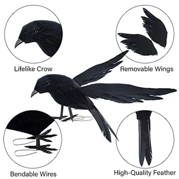 YOFIT Halloween Crow Decorations 6 Pack Lifelike Props
