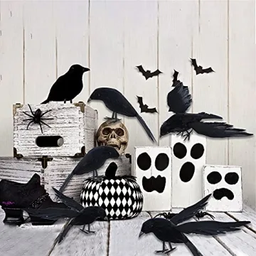 YOFIT Halloween Crow Decorations 6 Pack Lifelike Props
