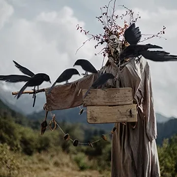 YOFIT Halloween Crow Decorations 6 Pack Lifelike Props