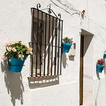 TQVAI 6 inch Flower Pot Holder, Wall Planter Ring Hanger, Wall Mounted Pot Hook Bracket, 3 Pack, Black