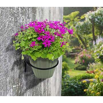 TQVAI 6 inch Flower Pot Holder, Wall Planter Ring Hanger, Wall Mounted Pot Hook Bracket, 3 Pack, Black