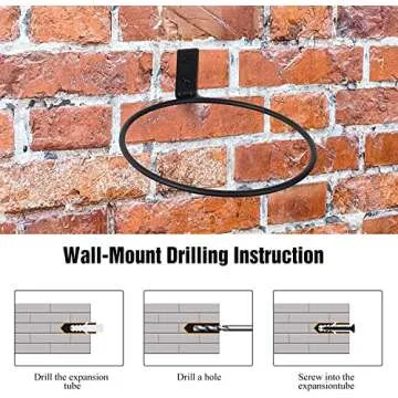 TQVAI 6 inch Flower Pot Holder, Wall Planter Ring Hanger, Wall Mounted Pot Hook Bracket, 3 Pack, Black