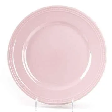 HomeVss, Pearl Dots Stoneware Dinnerware Set (56pc Set, Pink)