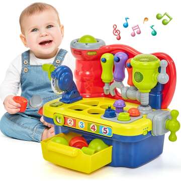 Hahaland Musical Light Workbench Toy for Toddlers