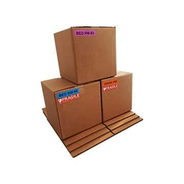 Aegis Adhesives - 1" X 4.5" Home Moving Color Coding Labels - 4 Bedroom House + Fragile Stickers -14 Different Living Spaces + 2 Rolls Handle with Care - (16 Rolls, 50 Labels/Roll, 800 Total Labels)