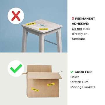 Aegis Adhesives - 1" X 4.5" Home Moving Color Coding Labels - 4 Bedroom House + Fragile Stickers -14 Different Living Spaces + 2 Rolls Handle with Care - (16 Rolls, 50 Labels/Roll, 800 Total Labels)