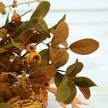 WreathDream 20'' Fall Wreath Autumn Wreath for Front Door with Small Pumpkins and Oak Leaves for Thanksgiving Halloween Home Outdoor Farmhouse Porch Wall Window Decoration,Brown Gift Box Included