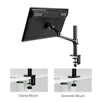 HUION Single Monitor Arm ST410, Heavy Duty Monitor Desk Mount with C-Clamp/Grommet, VESA Mount Bracket with Full Motion Swivel, Fully Adjustable Stand Supports Max 32 Inch 17.6lbs Screen