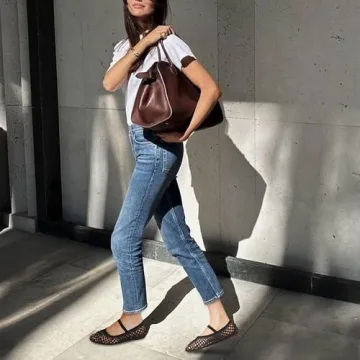 AMINUGAL Raffia Ballet Flats Shoes for Women Mesh Mary Jane Flats Bows Round Toe Ballerina Flats Espadrilles Fishnet Flats Shoes Women Dressy Comfortable Retro Casual Stretch Band Shoes Size 8