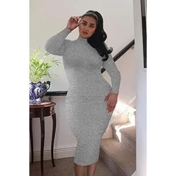 Elegant Bodycon Turtleneck Dress for Women by GOBLES