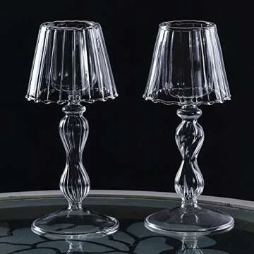 Ochine Glass Candlestick Holders Glass Candleholders Tea Light Candle Holders Clear Hurricane Candleholders Tall Elegant Votive Tealight Candlestick for Ceremony Wedding Dining Party Home Decor
