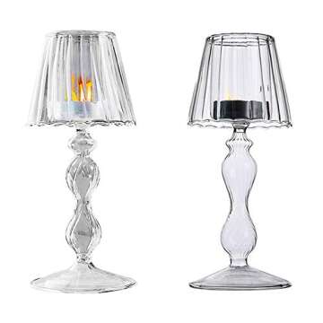 Ochine Glass Candlestick Holders Glass Candleholders Tea Light Candle Holders Clear Hurricane Candleholders Tall Elegant Votive Tealight Candlestick for Ceremony Wedding Dining Party Home Decor