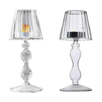 Ochine Glass Candlestick Holders Glass Candleholders Tea Light Candle Holders Clear Hurricane Candleholders Tall Elegant Votive Tealight Candlestick for Ceremony Wedding Dining Party Home Decor