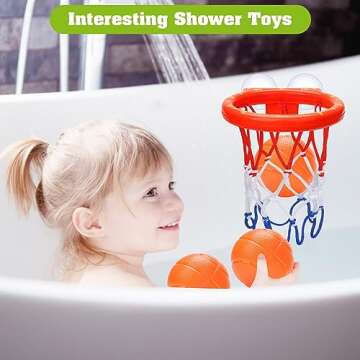Bathtub Basketball Hoop for Kids - Fun Bath Toys Set