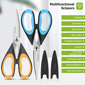 iBayam Kitchen Scissors 2-Pack Heavy Duty Dishwasher Safe