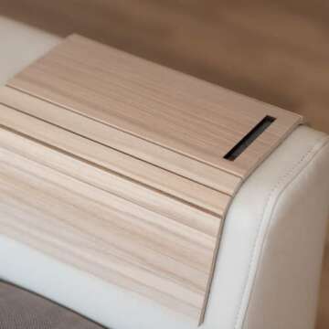 Sofa arm Tray Table Couch Bedside Wood Coaster Coffee Cup Foldable armrest Caddy end Protector Foldi...
