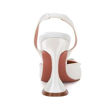 VETASTE Women's High Heel Crystal Slingback Pumps Pointed Toe Strappy Triangle Heeled Party Wedding Bride Pump Shoes White