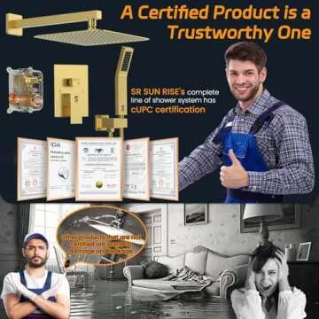 SR SUN RISE 12 Inches Bathroom Luxury Rain Mixer Shower Combo Set Wall Mounted Rainfall Shower Head ...