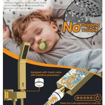 SR SUN RISE 12 Inches Bathroom Luxury Rain Mixer Shower Combo Set Wall Mounted Rainfall Shower Head System Brushed Nickel Finish Shower Faucet Rough-In (12 Inch, Brushed Gold)