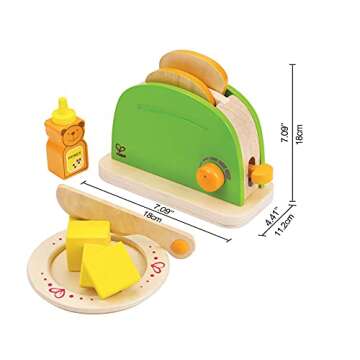 Hape Wooden Pop up Toaster Set| Pretend Play Kitchen Playset with Toast, Butter and Honey for Preschoolers Ages 3 Years & Up