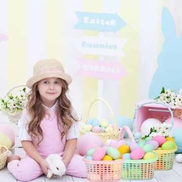 SiliFine 60 Pcs Pastel Plastic Easter Baskets Bulk Small Colorful Plastic Baskets with Handles Easter Gift Wrap Basket for Easter Party Egg Hunts Easter Eggs Party Favor