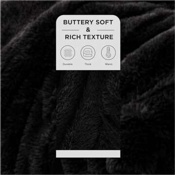 Bedsure Fuzzy Sherpa Faux Fur Twin Blanket Black Cozy Gifts for Women Men, Soft Fleece Plush Warm Mi...