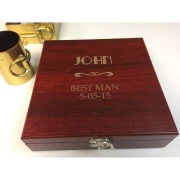 Custom Gift Set for Groomsmen - Flask, Coaster, Knife