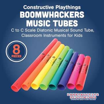 Constructive Playthings Boomwhackers Music Tubes, C to C Scale Musical Sound Tube, Classroom Instrum...