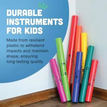 Constructive Playthings Boomwhackers Music Tubes, C to C Scale Musical Sound Tube, Classroom Instruments for Kids, Diatonic Set of 8