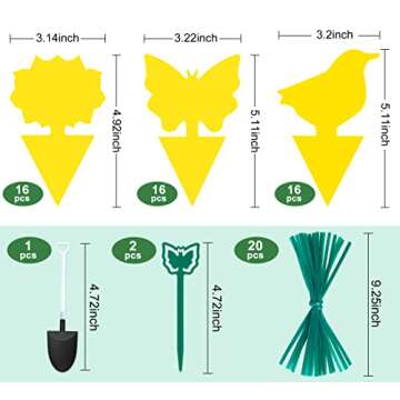 Stingmon 48 Pieces Plants Fruit Fly and Fungus Killer Indoor and Outdoor, Sticky Gnat Traps,Non-Toxic and Odorless, 48Pack