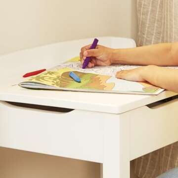 Melissa & Doug Wooden Child's Lift-Top Desk & Chair - White Play Desk and Chair Set for Toddlers and Kids Ages 3+